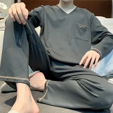 스타일컨택트 남성용 긴팔 상의 + 하의 잠옷 세트 SP-7615