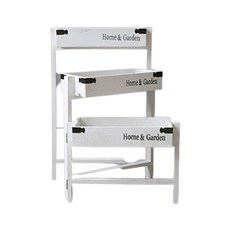 3格折疊式花盆整理收納架 YT_RA1411, 白色的, 3段