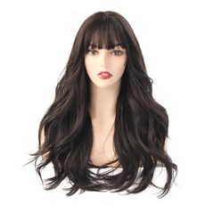 造型捲度長波浪全頂假髮, 黑棕色, 1個