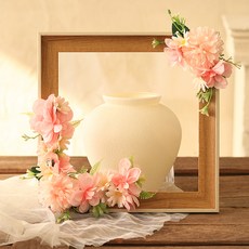 바닐라빌리지 조화 메모리얼 블룸 봉안당 납골당 꾸미기 코너형 리스 2종 세트, 핑크, 1세트