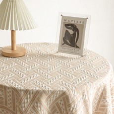 Damadama北歐風復古方形多用途毯子桌布, 米色, 130 x 180 cm