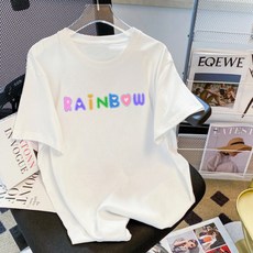 구디프 여성용 통기성 빅프린팅 반팔 티셔츠