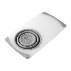 多功能二合一折疊式瀝水籃砧板, 灰色