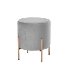 GMFURNITURE Ellie 金色天鵝絨圓形椅凳, 灰色