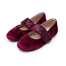 bimbobimba 女童款絲絨亮片平底皮鞋