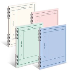 MUNID 活頁 7.5mm 康奈爾橫線筆記本 4種套裝, 象牙白+粉紅色+藍色+綠色, 1套