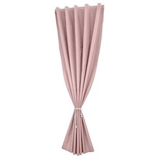 全遮光素面簡約魔鬼氈窗簾 附綁帶 + 魔鬼氈 款式隨機, 粉色