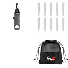 NAYASTYLE 高爾夫球袋 GFYP-136-1 + 塑膠高爾夫長球釘 10入 185-1 + PU袋套組, 灰色(球袋), 白色(長球釘)