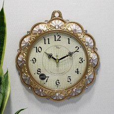 무소음 금은도금 부채꽃 고급 주물 벽시계 HSC-337, 금색