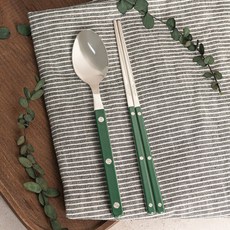 티니블랑 레브 1인수저세트, 그린, 디너스푼 + 젓가락, 1세트