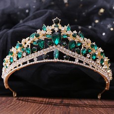 Estella 自助婚禮奢華水滴皇冠 H1365, 1個, 金綠色 EST177