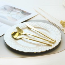 보겐 아르망 골드 양식 커트러리 세트, 바닐라, 디너나이프 + 디너스푼 + 디너포크, 1세트