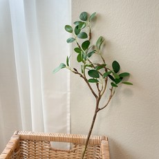 Japonica假花圓葉枝條, 1個, 綠色