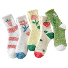 Leumida 女性用獨特圖案保暖睡眠襪5雙組