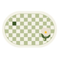 Witheverhome 彩色花朵棋盤格腳踏墊, 綠色, 1個