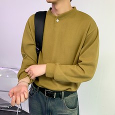 CONFIAR 男款簡潔羅紋亨利領大學T TC9016