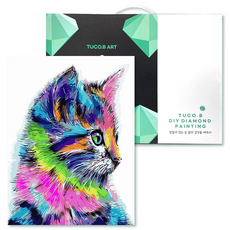 TUCO.B 藝術鑽石畫DIY套組 30 x 40 cm, 彩虹貓(D30-14), 1套