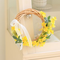 ScentBasket 簡約蠟花人造花圈, 黃色