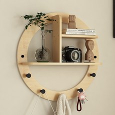 Beunet木質簡約居家裝飾圓形壁架, 混色
