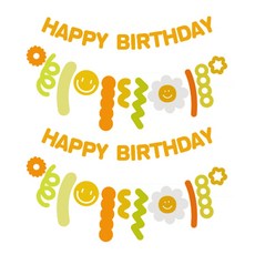 Maket Gamseong 生日信件背景花環裝飾, 2個, 黃色笑臉