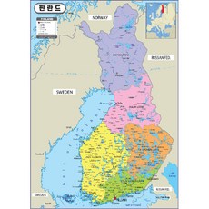 Map.Come 描邊塗層芬蘭地圖 78 x 110cm, 1個
