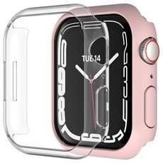MOLAN CANO 纖薄Apple Watch兼容保護殼 41mm 2件組, 透明, 粉色