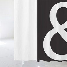 北歐風印花浴簾 +塑膠掛鉤 12入+白色窗簾桿全套, SC593款, 1套, 混色系