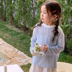 Starbean 女童條紋夏季長袖T恤