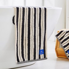 Modern House ETF 雙條紋洗臉毛巾 40 x 80 cm 190g, 1個, 黑色