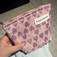 SORIDAL 愛心圖案緞面大容量旅行用多用途化妝包