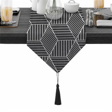 healingcare 北歐風棉質桌旗, 08 黑色鑽石 黑, 300 x 1800 mm