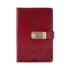 ARYKO 愛心密碼鎖A5日記手冊, 1個, 勃艮第