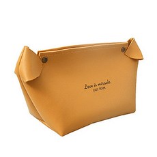 高質感人造皮革字母印花餃子造型面紙盒, 黃色