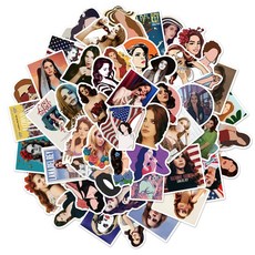 어리마켓 노트북 꾸미기 해외유명스타 감성 팬시 스티커 50종 세트, 1세트, 라나 델 레이