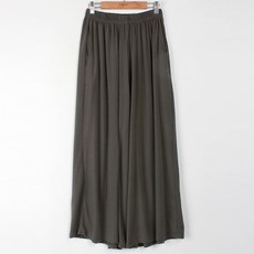 빼빼 여성용 올밴딩 하이웨스트 와이드 스판 찰랑 팬츠