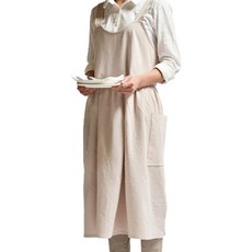 年輕人市集 亞麻圍裙, 米色