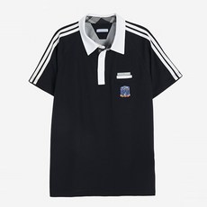 校服Mall 兒童白色拼色翻領校服短袖T恤