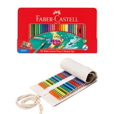 FABER-CASTELL 輝柏 60孔水性色鉛筆+筆捲袋, 60色