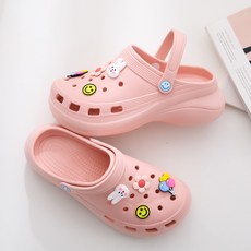 GODSHOE 女款橡膠裝飾洞洞涼拖鞋, 深粉色, 250mm