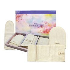 Oceantowel Premium純棉毛巾禮盒組 身體去角質手套+海綿沐浴手套+浴巾, 單色, 1組