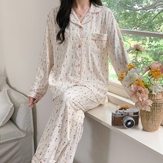 안나앤코 여성용 스윗튤립 긴팔 파자마 상하의 세트