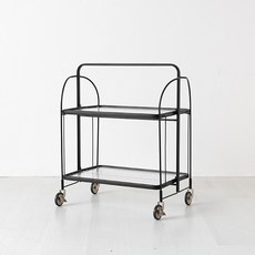 마켓비 심플리 투명 접이식 트롤리 웨이브 스토퍼형 2단, 블랙