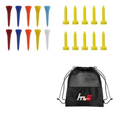 NAYASTYLE 一般塑膠高爾夫球釘 10入 + PE 10入 + 收納袋套組, GFYP-167-1+170-2PU