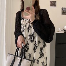 아이엠몽 여성용 영트 펀칭 포인트 볼레로 가디건