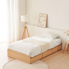 동서가구 오즈 무헤드 1단 3서랍 수납침대 + 독립포켓 매트리스, 메이플