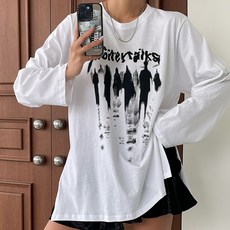 라라온 루즈핏 긴팔 면 박스 티셔츠 TSP1151