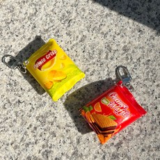 零食袋鑰匙圈 2件組, 黃色, 紅色, 1套