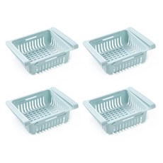 市集感性 寬度可調 冰箱收納盒, 4個, 藍色