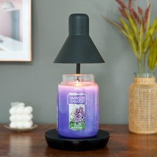 YANKEE CANDLE 遙控蠟燭加熱燈+蠟燭 L號+燈泡組 2入, 黑色(蠟燭加熱燈)+Lilac Blossoms(蠟燭)