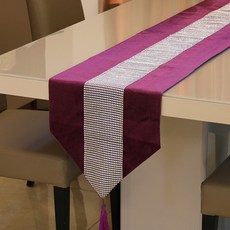 럭셔리 샤이닝 벨벳 다이아몬드 테이블러너, 퍼플, 32 x 250 cm